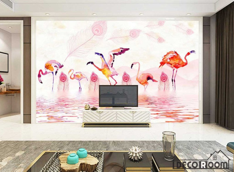 Northern European modern warm flamingo wallpaper wall murals IDCWP-HL-000193