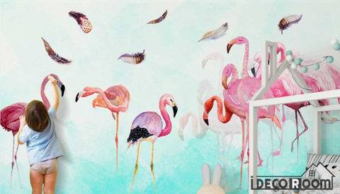 Modern minimalist  flamingo feather Nordic wallpaper wall murals IDCWP-HL-000210