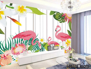 Plant flamingo wallpaper wall murals IDCWP-HL-000218