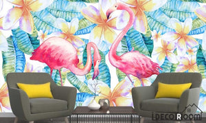 Nordic plant flowers flamingo  wallpaper wall murals IDCWP-HL-000236