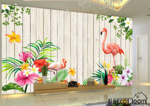 Love flamingo pastoral wallpaper wall murals IDCWP-HL-000238