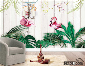 Nordic tropical rainforest flamingo wallpaper wall murals IDCWP-HL-000246