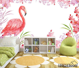 floral flamingo wallpaper wall murals IDCWP-HL-000258