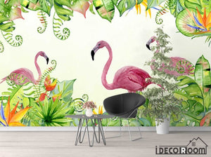 Modern minimalist  tropical plant flamingo wallpaper wall murals IDCWP-HL-000265