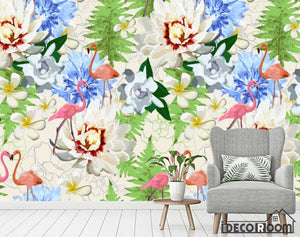 European retro banana leaf flamingo wallpaper wall murals IDCWP-HL-000276