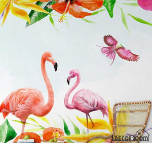 Modern minimalist flamingo zebra tropical plant wallpaper wall murals IDCWP-HL-000304
