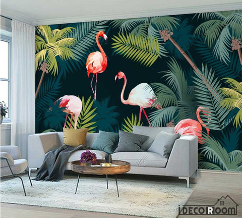 Image of Nordic modern minimalist flamingo wallpaper wall murals IDCWP-HL-000322
