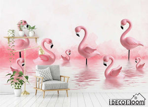 Modern Minimalist 3D Flamingo wallpaper wall murals IDCWP-HL-000324