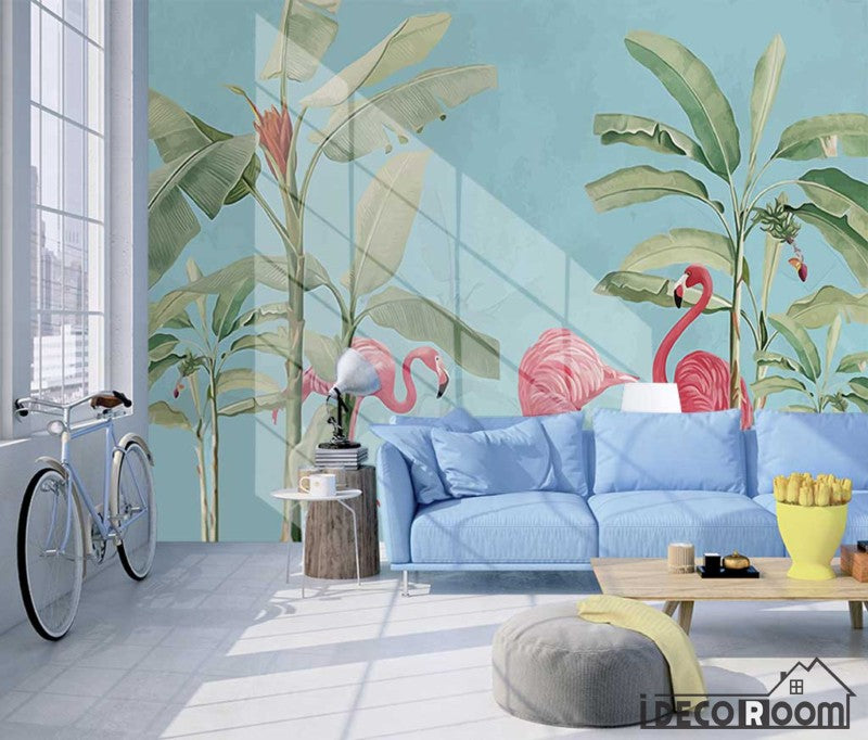 Scandinavian Tropical Plant Flamingo wallpaper wall murals IDCWP-HL-000337