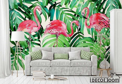 Image of Nordic plant Flamingo  wallpaper wall murals IDCWP-HL-000339