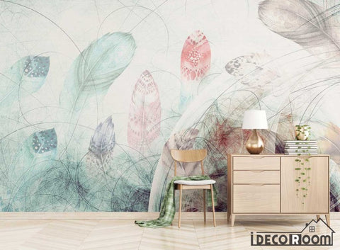 Image of Modern minimalist abstract feather Nordic wallpaper wall murals IDCWP-HL-000343