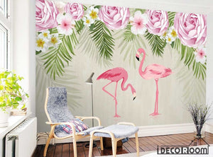 Nordic pastoral flamingo  wallpaper wall murals IDCWP-HL-000353