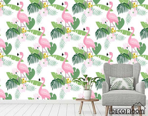 Nordic abstract flamingo banana leaf wallpaper wall murals IDCWP-HL-000356