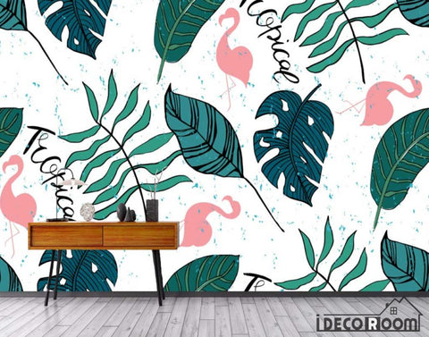 Modern banana leaf flamingo decorative wallpaper wall murals IDCWP-HL-000357