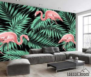 European retro banana leaf flamingo wallpaper wall murals IDCWP-HL-000359