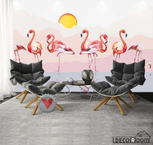 Jane Eurasian  romantic pink flamingo wallpaper wall murals IDCWP-HL-000362