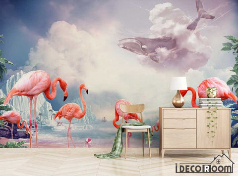 Image of Modern minimalist glacier landscape sea flamingo wallpaper wall murals IDCWP-HL-000378