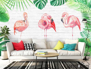 Flamingo watercolor Nordic minimalism white wall wallpaper wall murals IDCWP-HL-000394