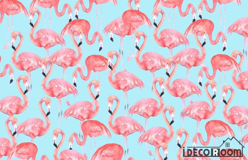 Modern minimalist pink flamingo hit color Nordic wallpaper wall murals IDCWP-HL-000404