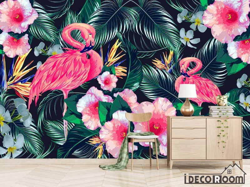 Nordic  tropical flamingo sofa wallpaper wall murals IDCWP-HL-000409