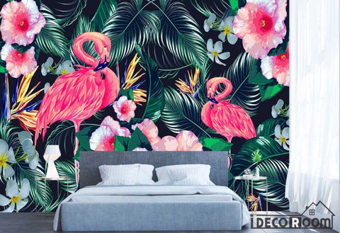 Image of Nordic  tropical flamingo sofa wallpaper wall murals IDCWP-HL-000409