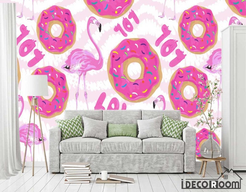 Nordic character flamingo donut decorative wallpaper wall murals IDCWP-HL-000416
