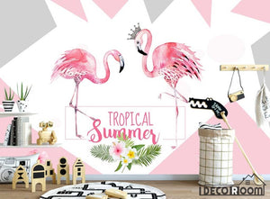 Nordic hcrown flamingo wallpaper wall murals IDCWP-HL-000417