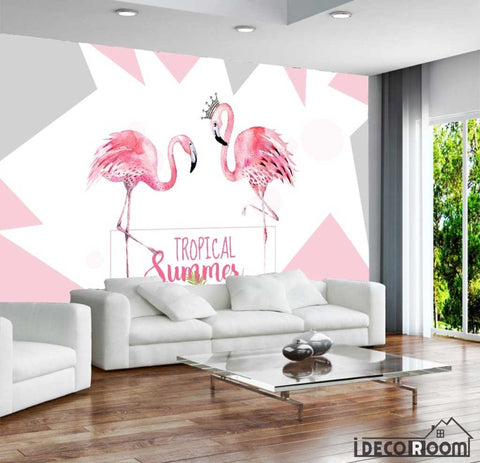 Image of Nordic hcrown flamingo wallpaper wall murals IDCWP-HL-000417