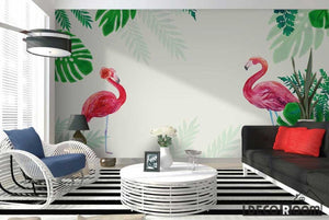 Nordic  banana rainforest flamingo red bird wallpaper wall murals IDCWP-HL-000418