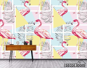 Nordic abstract flamingo plant wallpaper wall murals IDCWP-HL-000419