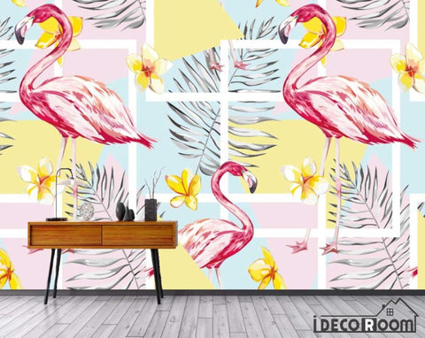 Image of Nordic creative flamingo banana leaf decorative wallpaper wall murals IDCWP-HL-000420