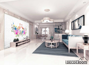 Love flamingo  flowers Nordic wallpaper wall murals IDCWP-HL-000422