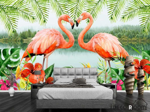 Image of Flamingo modern minimalist Nordic wallpaper wall murals IDCWP-HL-000425