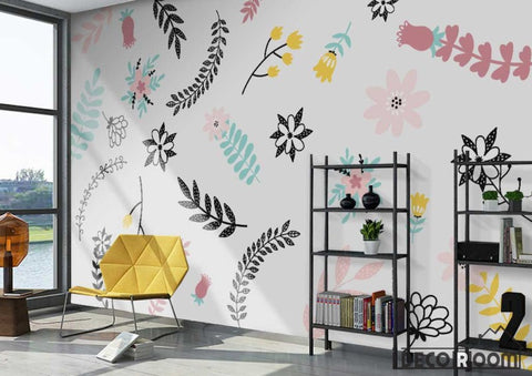 Image of Modern plant flower leaves minimalism paper wallpaper wall murals IDCWP-HL-000430