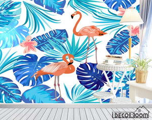 Nordic abstract flamingo banana leaf wallpaper wall murals IDCWP-HL-000440