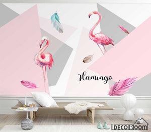 Modern minimalist flamingo wallpaper wall murals IDCWP-HL-000450