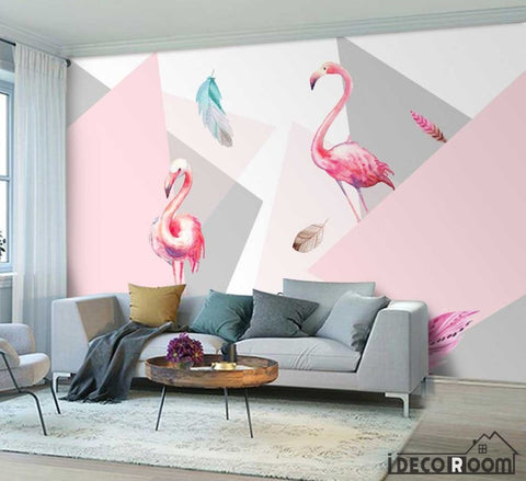 Image of Modern minimalist flamingo wallpaper wall murals IDCWP-HL-000450