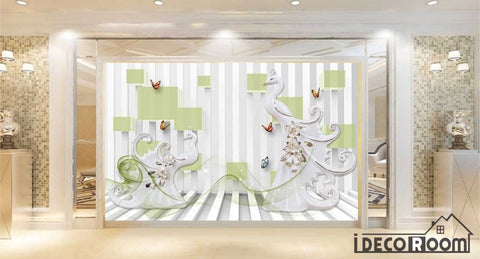 Image of 3D Swan \u0026 Phoenix Luxury wallpaper wall murals IDCWP-HL-000454