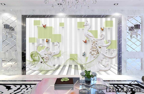 Image of 3D Swan \u0026 Phoenix Luxury wallpaper wall murals IDCWP-HL-000454