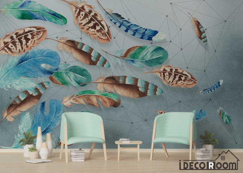 Modern minimalist retro geometric feather Nordic wallpaper wall murals IDCWP-HL-000461
