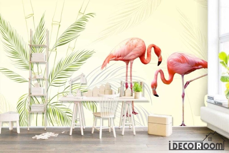 Nordic minimalist plant Flamingo wallpaper wall murals IDCWP-HL-000468