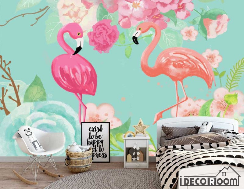 Nordic abstract idyllic flamingo rose wallpaper wall murals IDCWP-HL-000470
