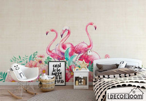 Modern minimalist flamingo floral Nordic wallpaper wall murals IDCWP-HL-000471