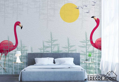 Image of Nordic romantic flamingo trees wallpaper wall murals IDCWP-HL-000472