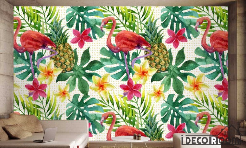Nordic plant flower pineapple flamingo  wallpaper wall murals IDCWP-HL-000477