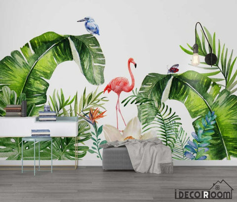 Scandinavian tropical plant Flamingo wallpaper wall murals IDCWP-HL-000493