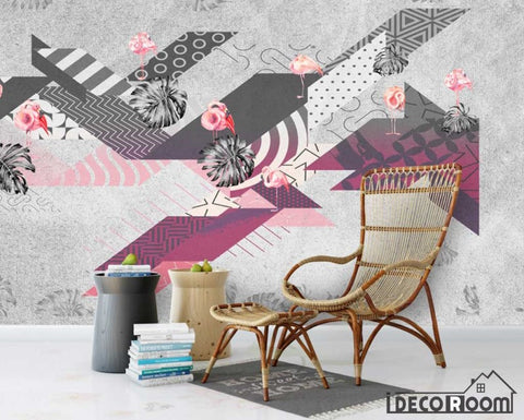Image of Flamingo abstract geometric minimalism modern wallpaper wall murals IDCWP-HL-000494