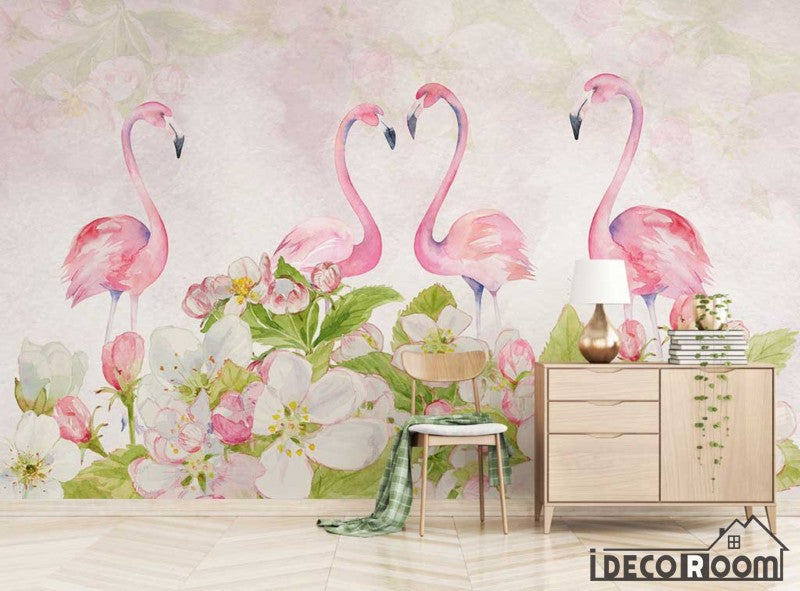 Modern minimalist flamingo floral Nordic wallpaper wall murals IDCWP-HL-000496