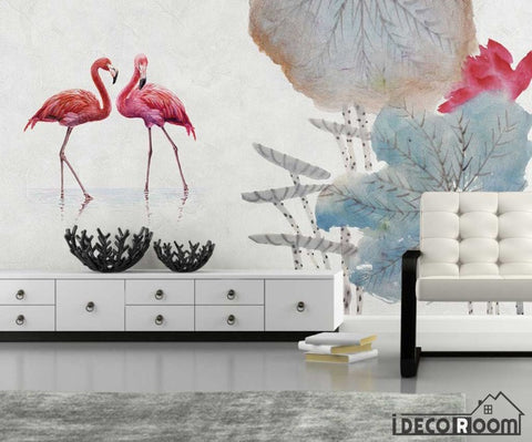 Image of Ink Lotus Lotus Flamingo wallpaper wall murals IDCWP-HL-000500