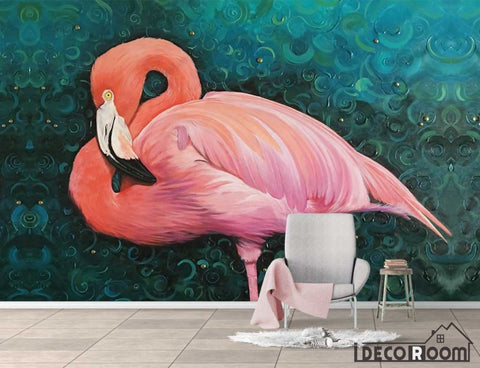 Image of European Oil Painting Flamingo wallpaper wall murals IDCWP-HL-000504